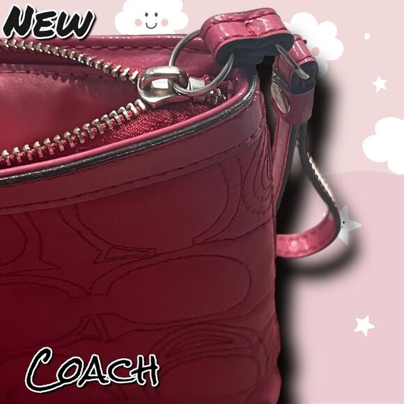 New NWT Coach Signature Stitched Nylon Tote – F17668 (Pomegranate) - Picture 8 of 10